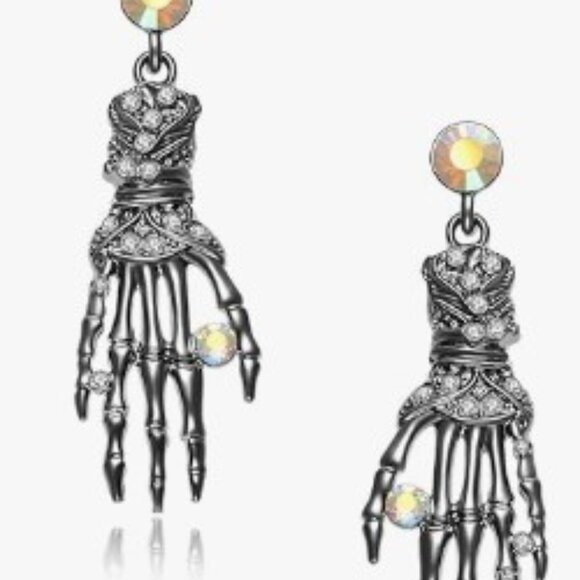 NEW HALLOWEEN SKELETON HANDS GOTH PUNK EARRINGS - Picture 2 of 5